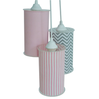 Lustre Pendente Triplo Crie Casa Chevron Cinza e Rosa