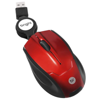 Mini Mouse Retrátil Bright 101, USB, Vermelho