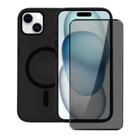 Kit Capa case capinha Magsafe Pro Preta e Pelicula Defender Pro Privacidade para iPhone 15