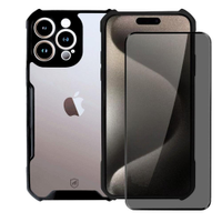 Kit Capa case capinha Dual Shock X e Pelicula Defender Pro Privacidade para iPhone 15 Pro