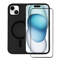 Kit Capa case capinha Magsafe Pro Preta e Pelicula Ultra Glass para iPhone 15 Plus - Gshie