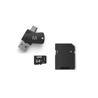 Kit Multilaser MC152 4 em 1: Cartão De Memória Ultra High SpeedI + Adaptador USB Dual Drive + Adaptador SD 64GB até 80 Mb/S