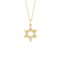 Pingente Medalha Estrela de Davi em Ouro Amarelo 18k com Diamantes